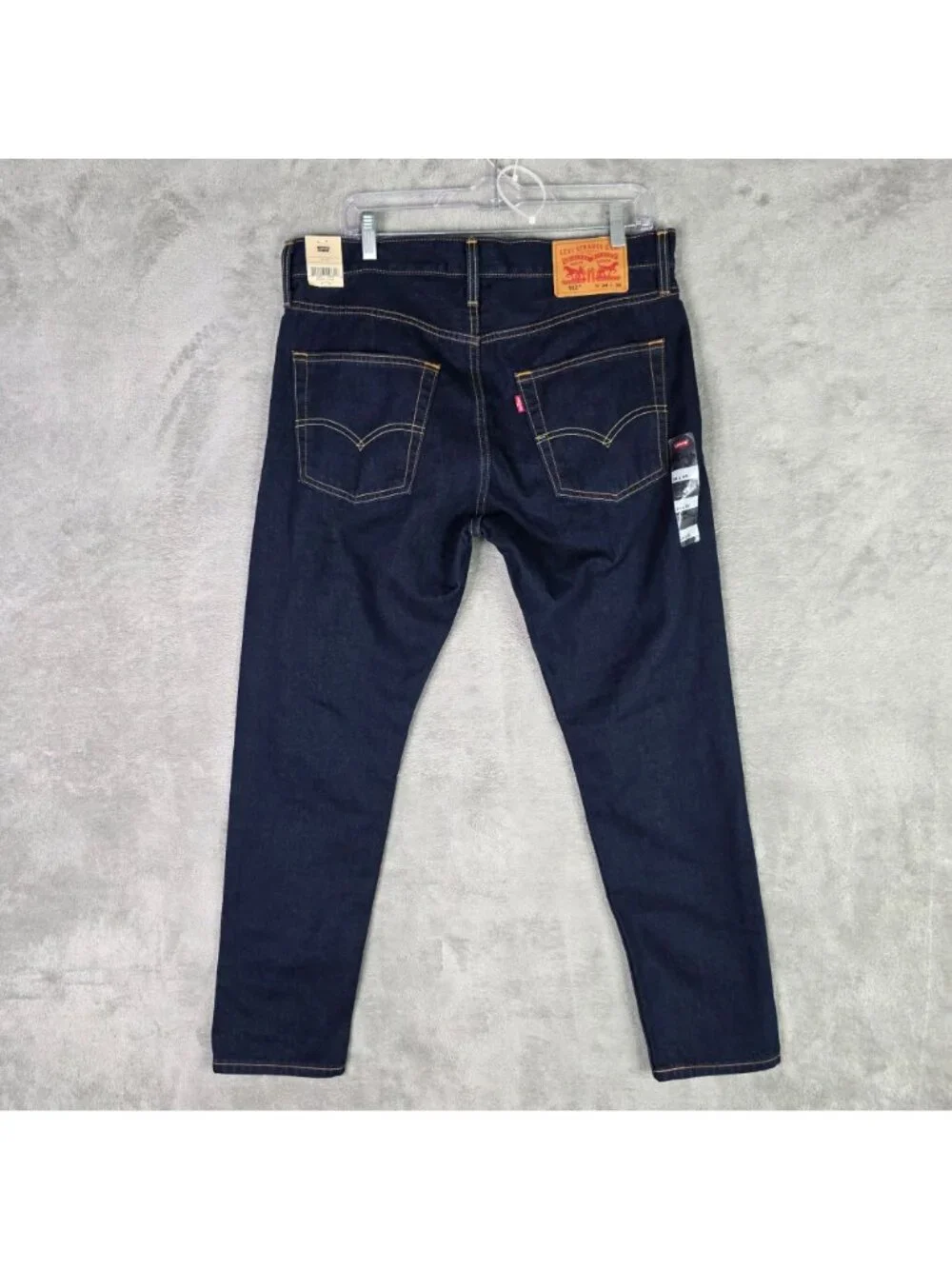 Mens Levis 512 Slim Taper Denim Blue Jeans Dark Wash Cotton Blend Size 34x30